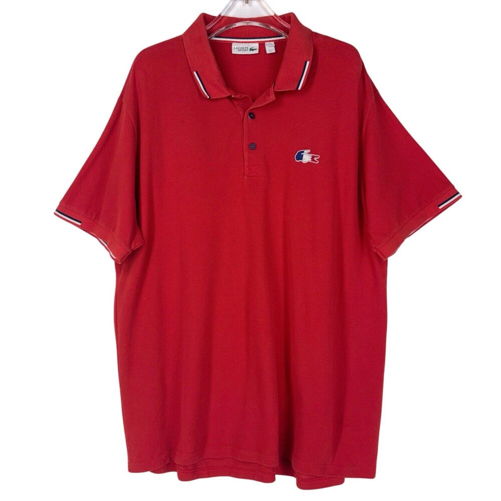 Lacoste Sport Polo Men's Size 8 3XL Big Croc French Flag Red Tri-colored Croc